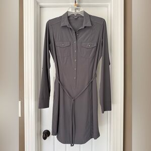Eddie Bauer Gray Long Sleeve Collar Dress Size Small